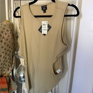 Bar III Beige Ribbed bodysuit